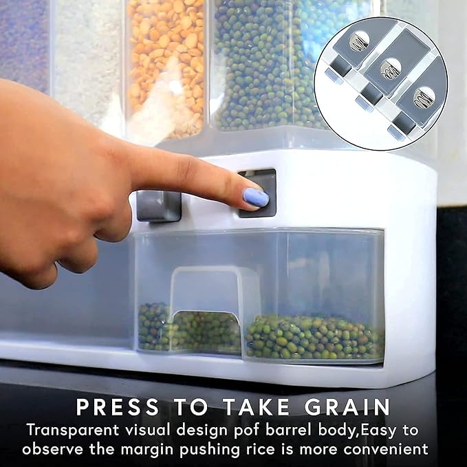 10 Kg Wall Mounted Divided Rice and Cereal Dispenser - Dost Mart -G2