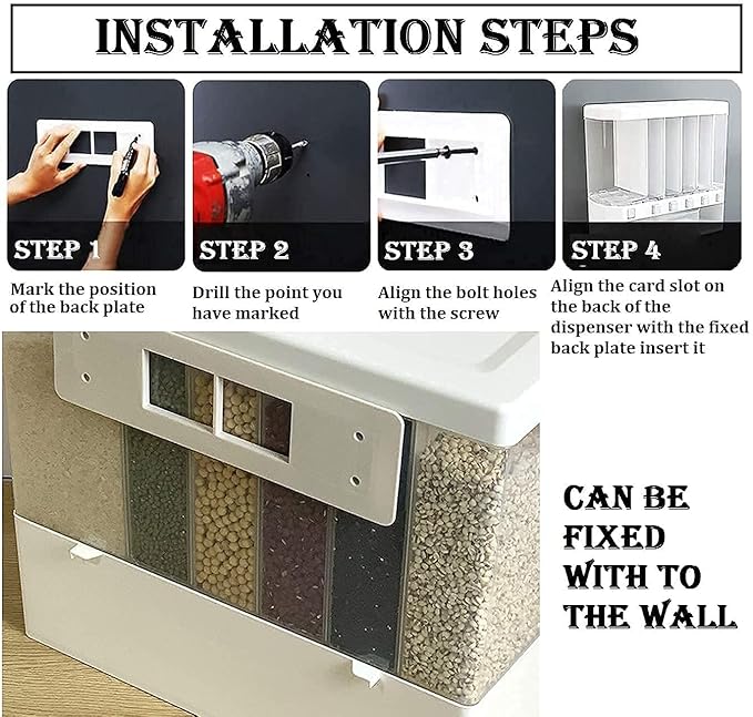 10 Kg Wall Mounted Divided Rice and Cereal Dispenser - Dost Mart -G3