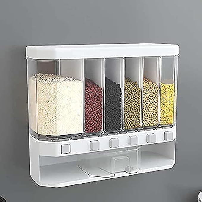 10 Kg Wall Mounted Divided Rice and Cereal Dispenser - Dost Mart
