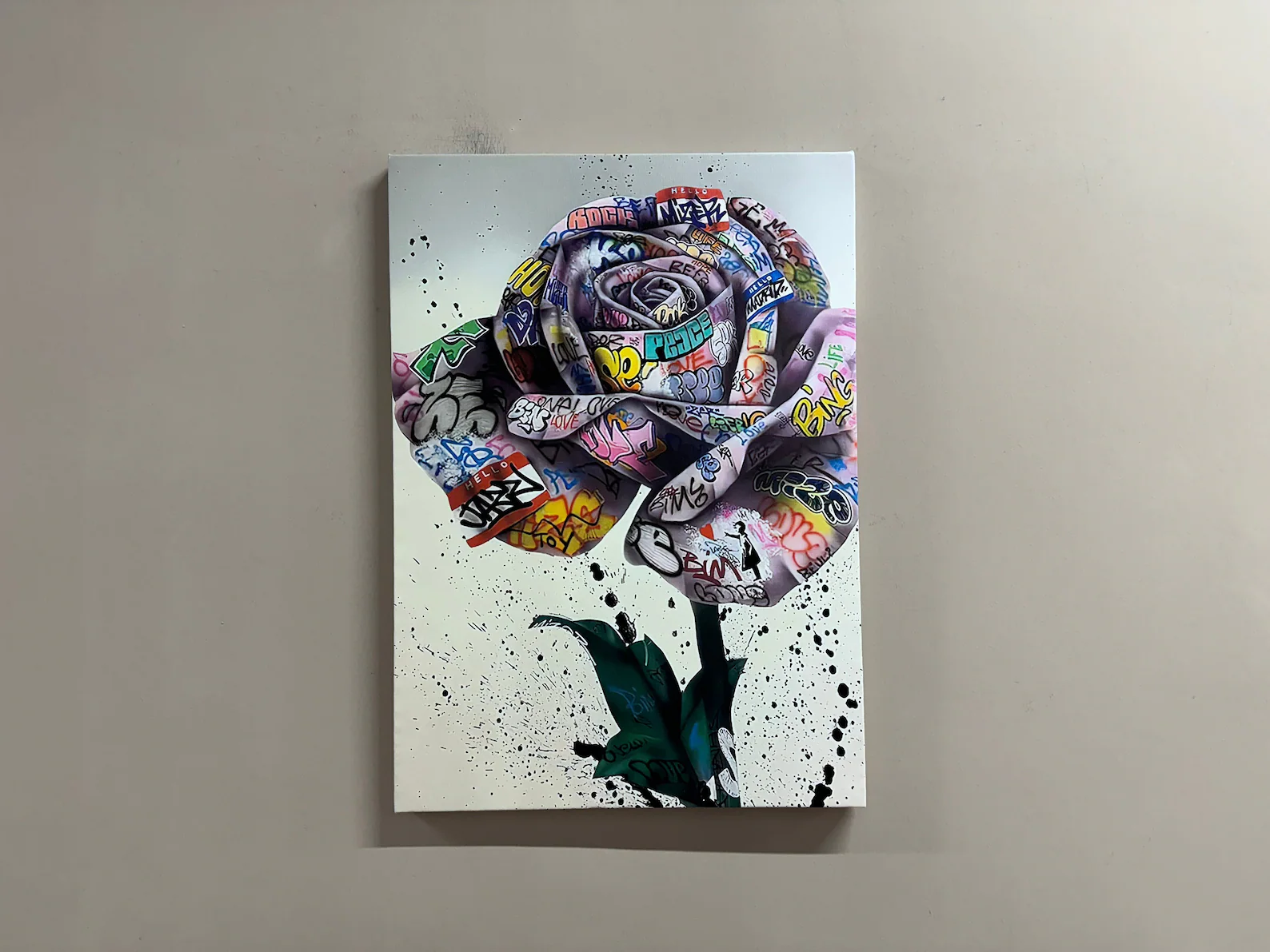 Graffiti Rose Canvas Art Urban Flower Wall Art -G2