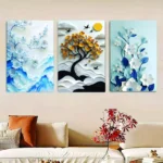 Multicolor Tree Design Wall Art - 3 Pcs Set