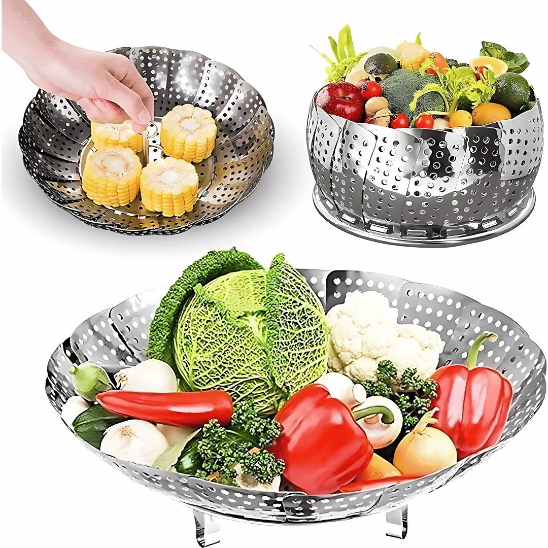 Pack of Two Folding Food Steamer Basket dostmart4
