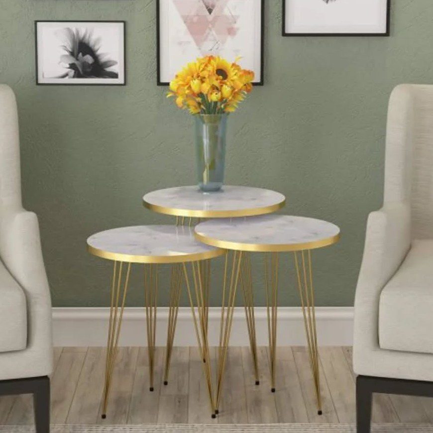 Round Coffee Tables - Set of 3 -W