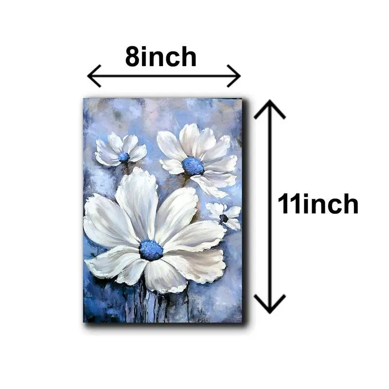Set Of 5 Blue Flowers Wall Art Wooden Frames - Dost Mart - G2