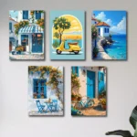 Set Of 5 Italian Vintage Wall Art
