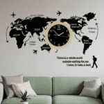 World Map Clock 3D | Wall Art